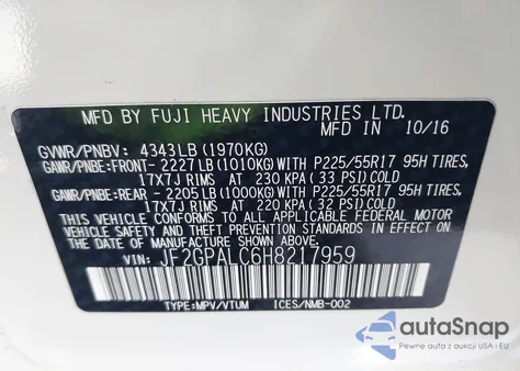 2017 Subaru Crosstrek 2.0I Limited from USA, damaged, VIN JF2GPALC6H8217959